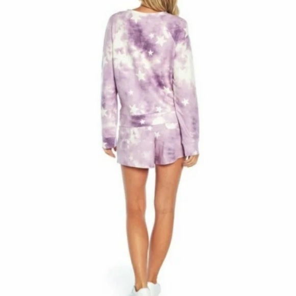Wildfox Tie Dye Star Sweatshirt & Short Lounge Set size Large - Picture 2 of 10